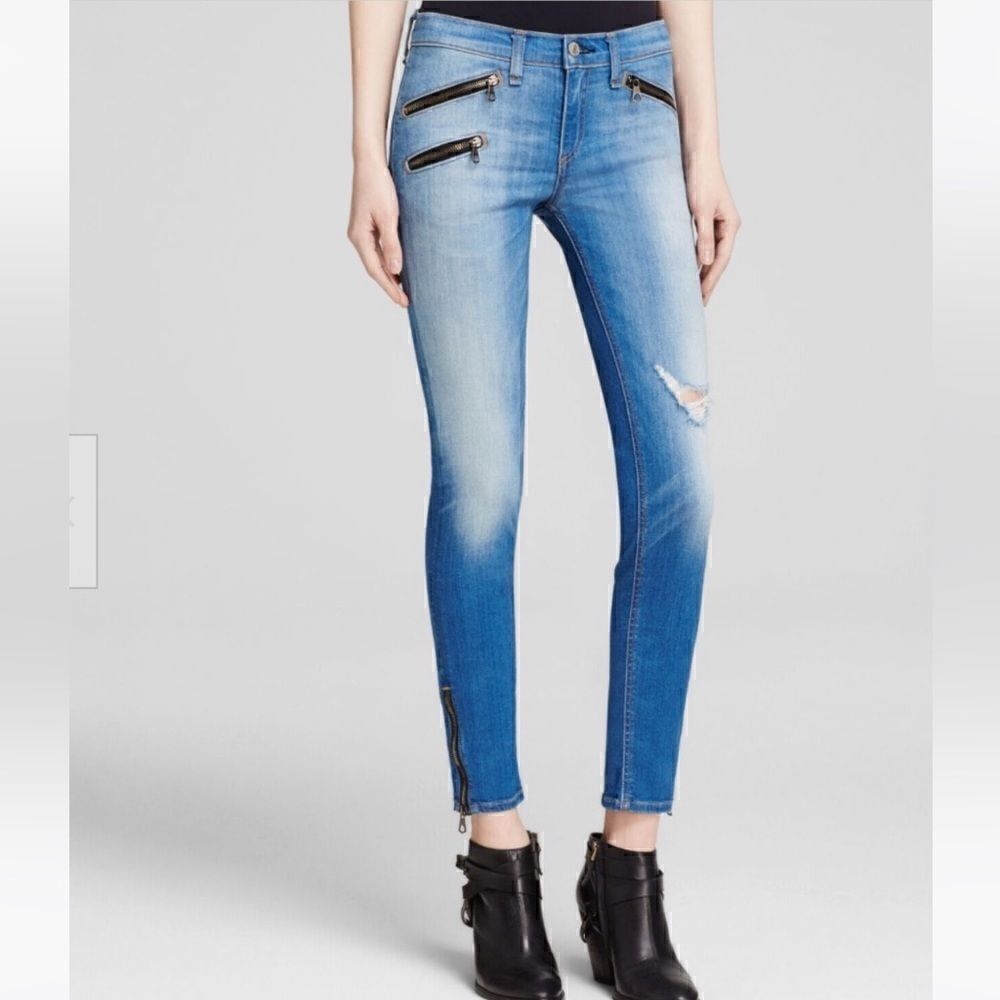 rag & bone Kilbowie Zippered Distressed Skinny Jeans 23